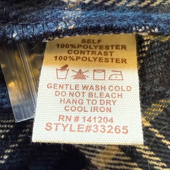 NWT Hem & Thread Button Up Plaid Shirt w/Corduroy Trim Oversized Size S - Picture 9 of 12